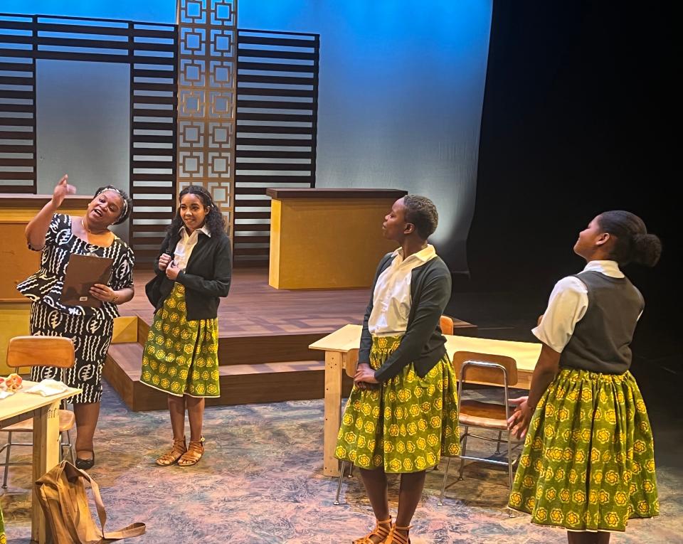 From left: Actors Wilma Hatton, Lisa Glover, Kerri Garrett and Jacinda Forbes in the CATCO production of "School Girls; Or, The African Mean Girls Play.”