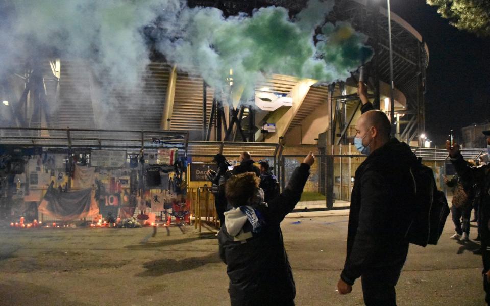 Thousands of people gather around San Paolo Stadium to pay tribute to Argentine soccer legend  - Anadolu