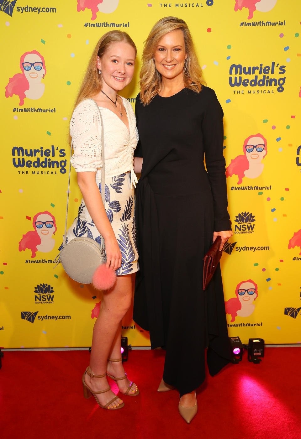 A photo of Melissa Doyle and daughter Natalie at the opening night of Muriel's Wedding The Musical in 2019.