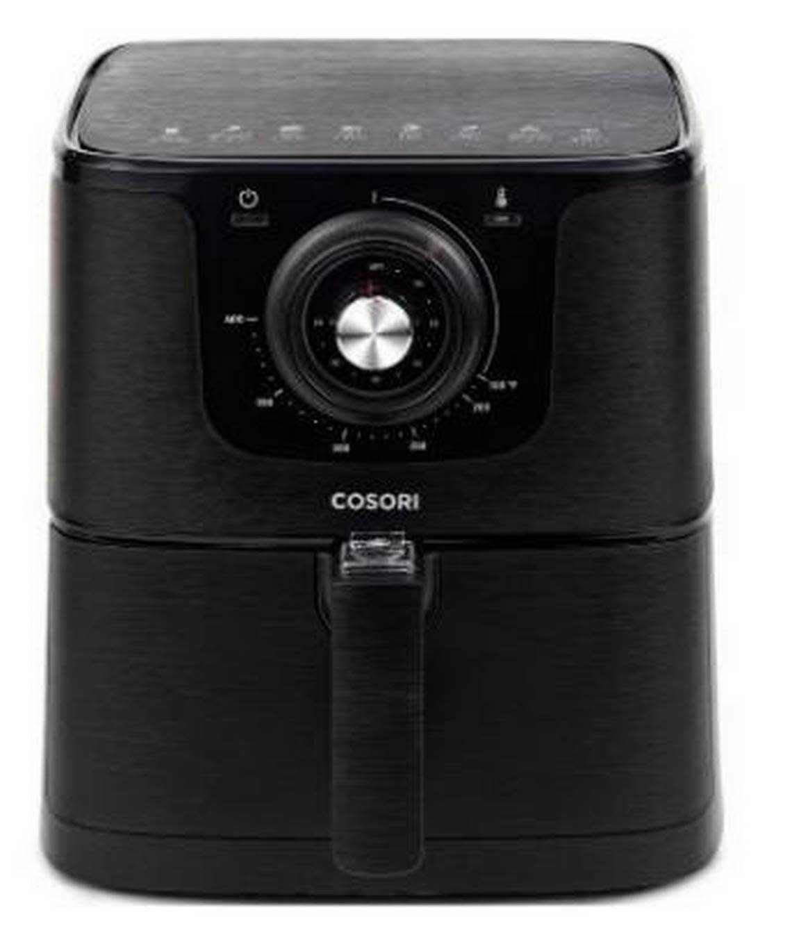 A black Cosori air fryer