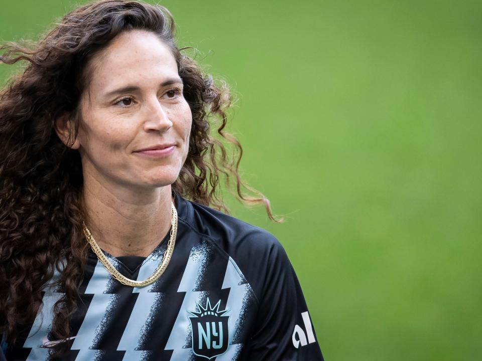 Sue Bird attends a Gotham FC game.