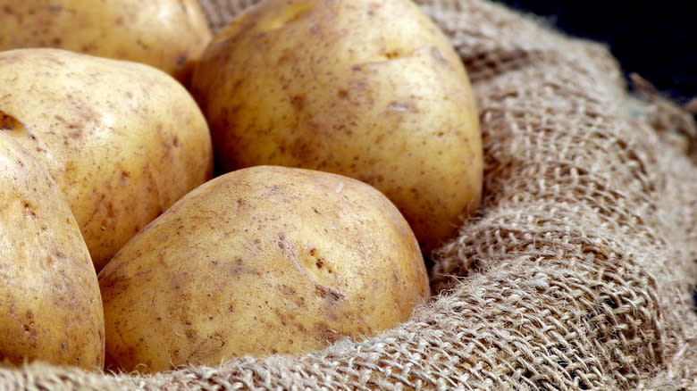 basket of russet potatoes