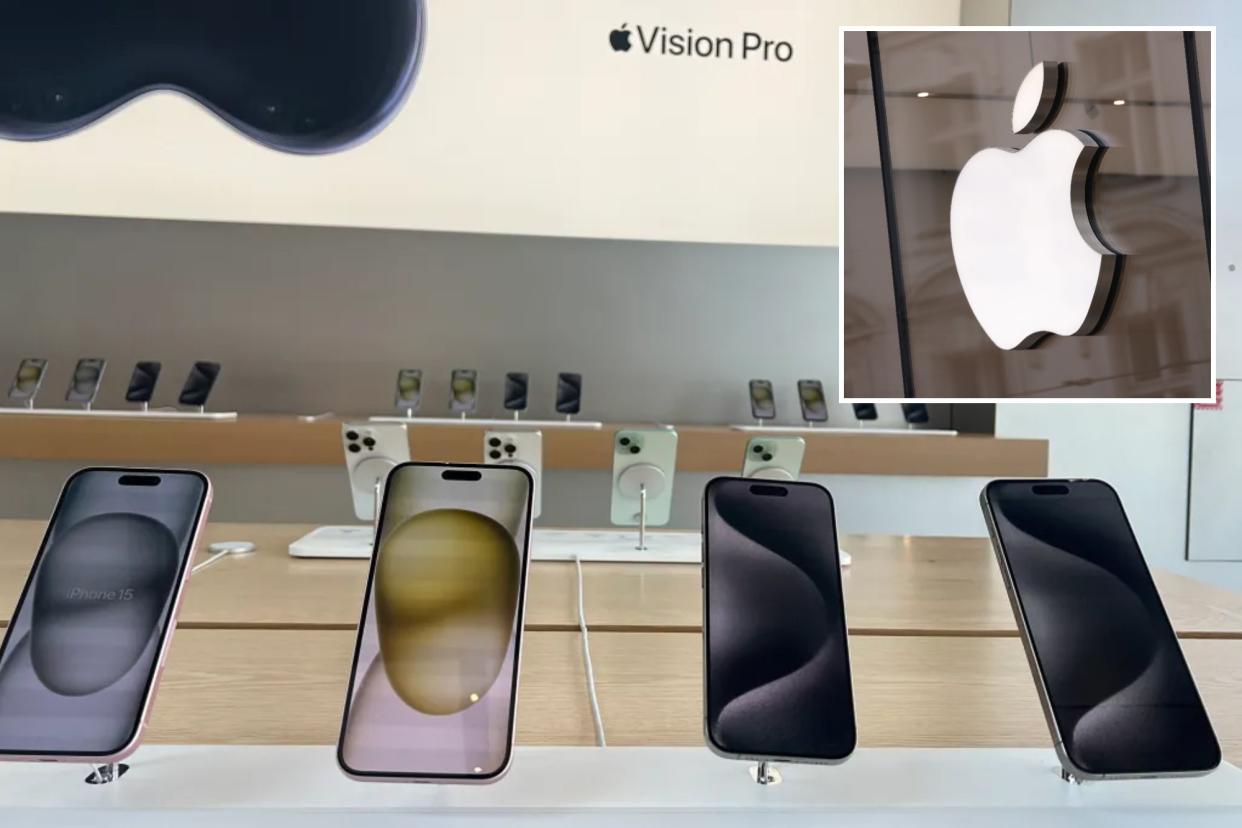 Apple logo and iPhones
