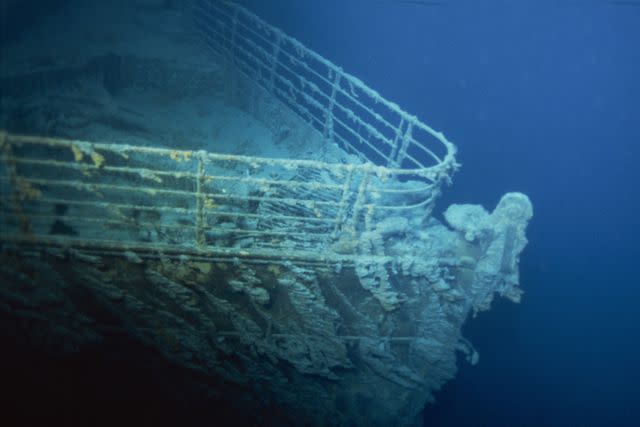 <p>Xavier DESMIER/Gamma-Rapho Getty</p> An image of the famous bow on the wreck of the 'Titanic'