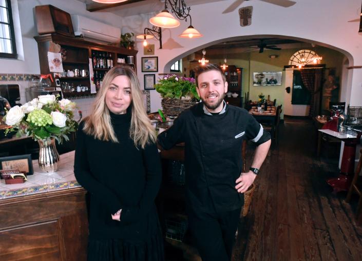 Owner Sara Toselli and executive chef Federico Mainardi at Osteria La Civetta at 133 Main St. in Falmouth. Toselli received a $5,000 grant from the Massachusetts Conference for Women, one of three given on the Cape.