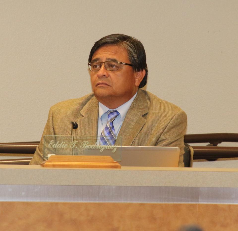 Ward 1 Carlsbad City Councilor Edward Rodriguez listens to a presentation during a July 2019 meeting.