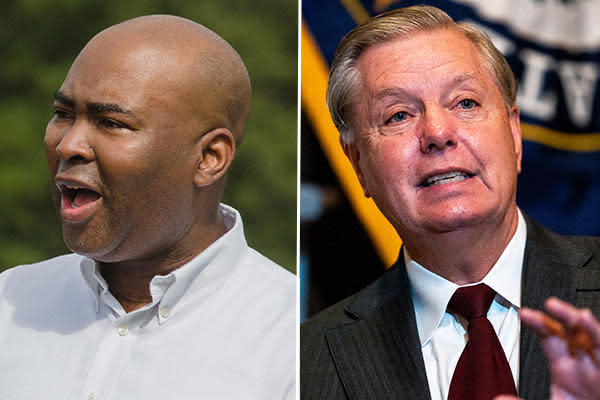 Jaime Harrison and Senator Lindsey Graham. / Credit: Bloomberg/Getty Images