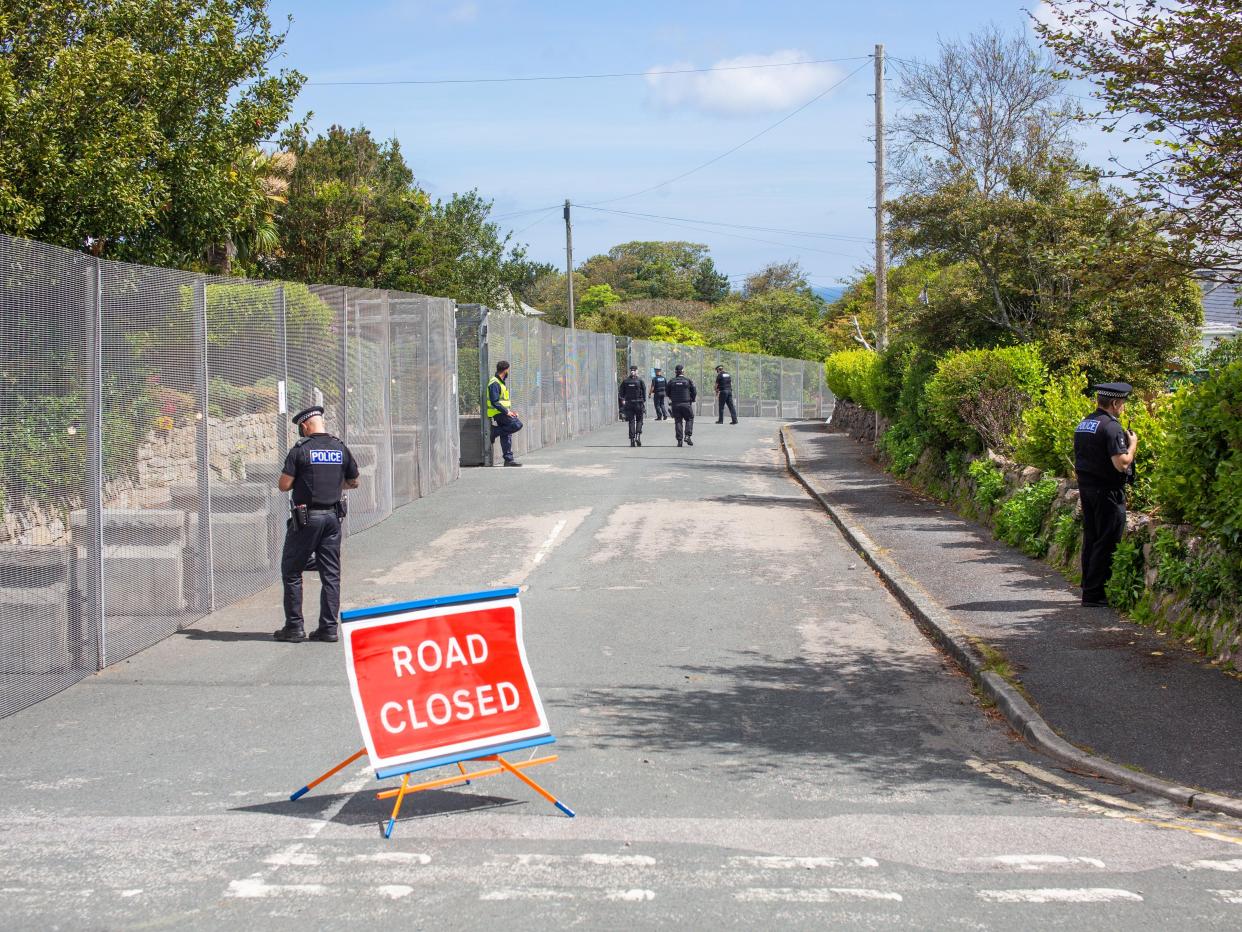 The imposing security fence which has been erected around the G7 summit site in St Ives, Cornwall, June 8 2021. Leaders from around the world are expected in the seaside town later this week. (James Dadzitis / SWNS)