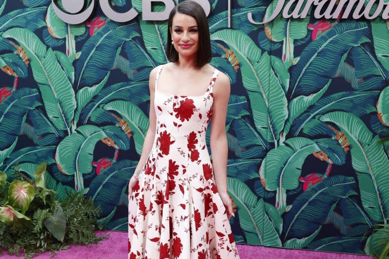 Lea Michele arrives on the red carpet at Tony Awards at United Palace Theatre on in 2023 in New York City. File Photo by John Angelillo/UPI