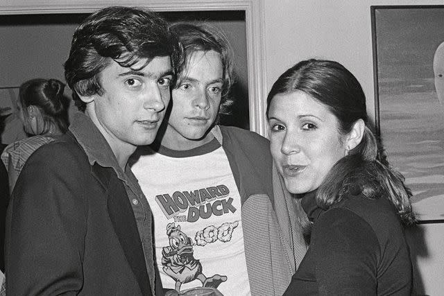 <p>Courtesy of the McGrath Estate</p> Griffin Dunne (left), Mark Hamill and Carrie Fisher