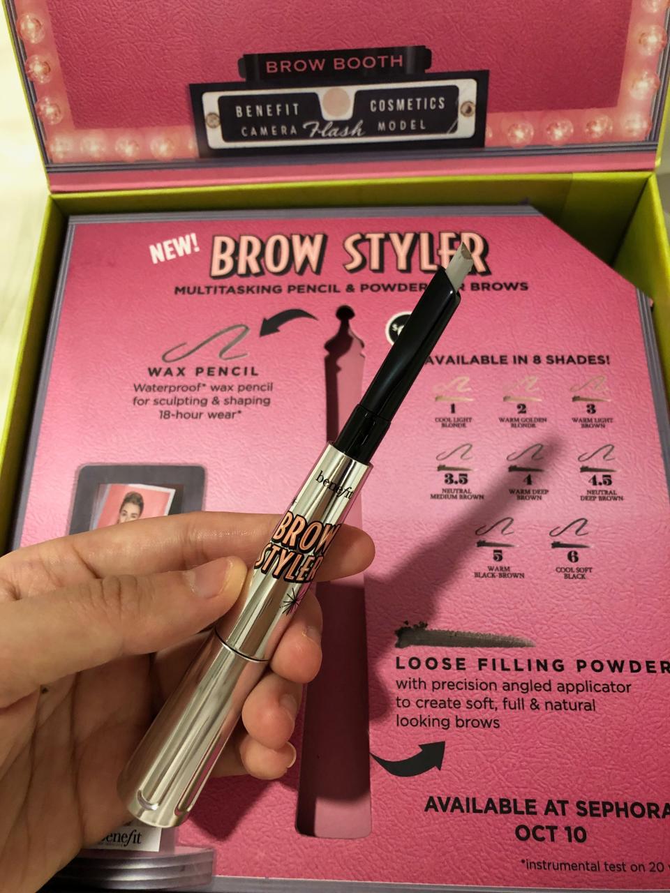 The waterproof wax pencil for clean and shaped brows. (PHOTO: Sheila Chiang/Yahoo Lifestyle Singapore)