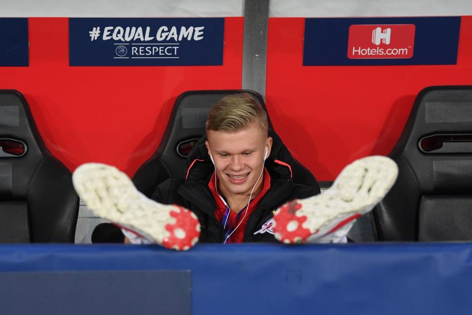 Erling Haaland at RB Salzburg before a Champions League match with Liverpool (Getty Images)
