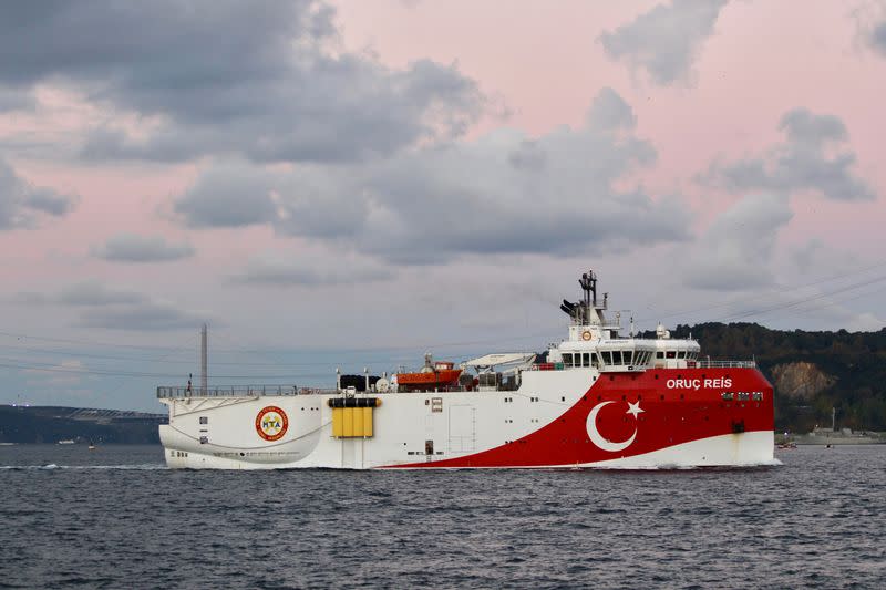 FILE PHOTO: Turkish seismic research vessel Oruc Reis sails in the Bosphorus in Istanbul