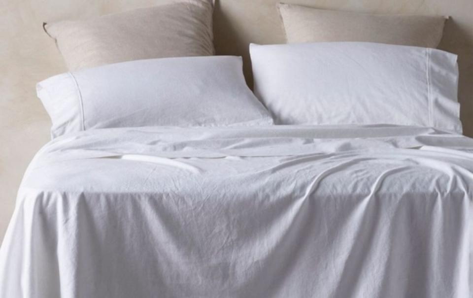 Darren Palmer Hemp/Cotton Sheet Set in White. Picture: Myer