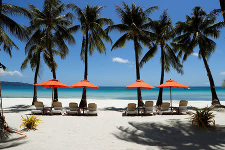 A view of an empty beach is seen a day before the temporary closure of the holiday island Boracay in the Philippines April 25, 2018. REUTERS/Erik De Castro