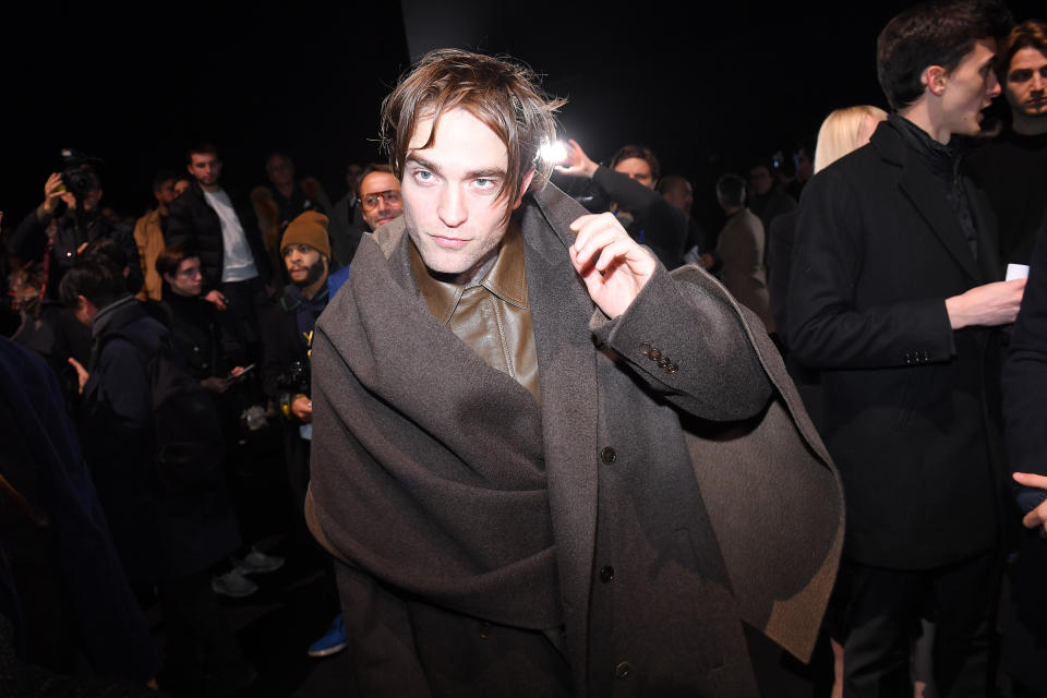 PARIS, FRANCE - JANUARY 18:  Robert Pattinson attends the Dior Homme Menswear Fall/Winter 2019-2020 show as part of Paris Fashion Week on January 19, 2019 in Paris, France.  (Photo by Victor Boyko/Getty Images)