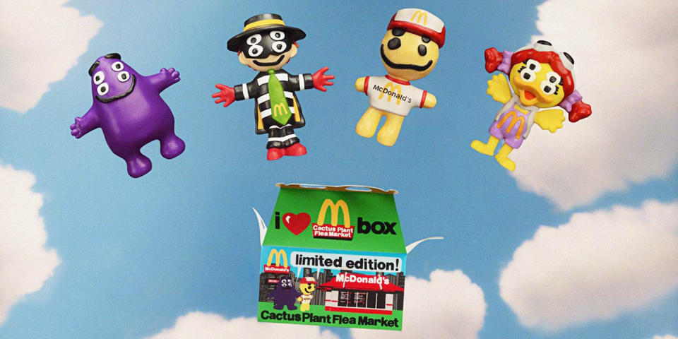 Grimace, the Hamburglar, Birdie and Cactus Buddy! toys that come with the adult Happy Meal. (Courtesy McDonald's)