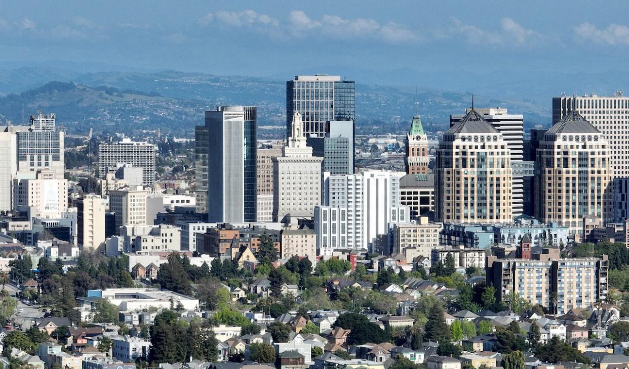 Die Skyline von Oakland ist auf diesem Luftbild in Oakland, Kalifornien, am Montag, 8. Mai 2023, zu sehen. - Copyright: Jane Tyska/Getty Images