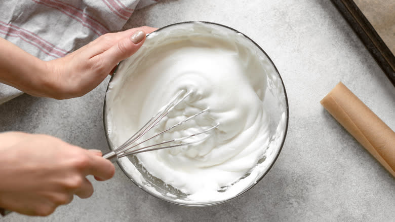 whipped cream mixed in bowl