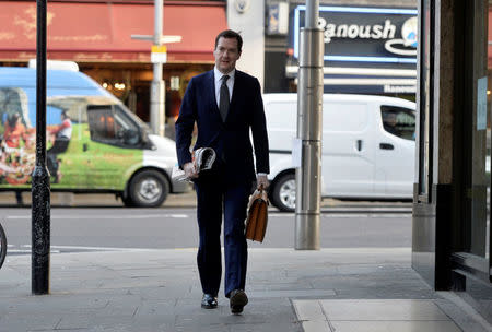 Former Chancellor George Osborne arrives at the Evening Standard offices to formally take up the role of editor of the newspaper in London, Britain, May 2, 2017. REUTERS/Hannah McKay