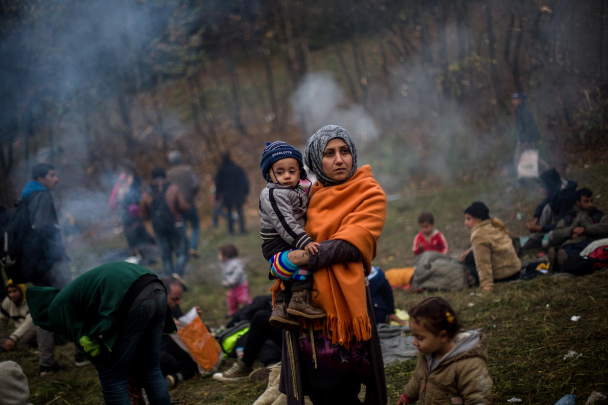 Human tide: refugees waiting at the Slovenian border to cross into Austria: DPA/PA Images