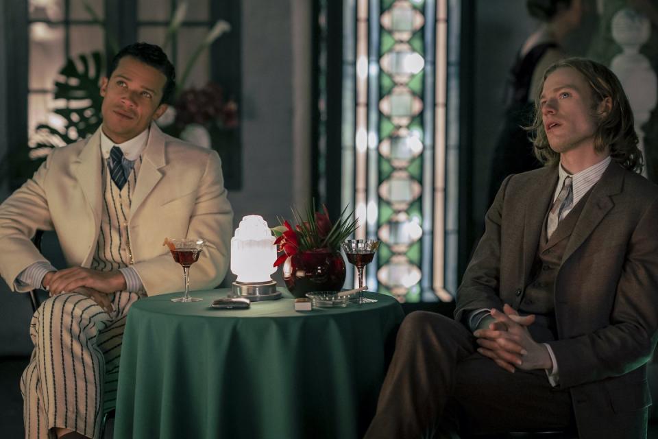 jacob anderson as louis de point du lac and sam reid as lestat de lioncourt   interview with the vampire  season 1, episode 3   photo credit alfonso brescianiamc