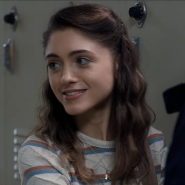 Vintage 80s Stripy shirt worn by Nancy Wheeler (Natalia Dyer) as seen in Stranger  Things TV show (Season 4 Episode 9)