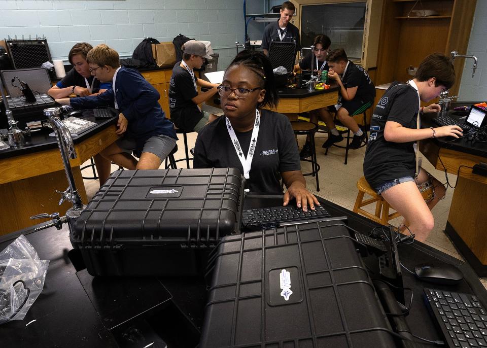 Bay County students attend STEM Mavericks’ technology camp at Rutherford High School July 16, 2024. The three one-week sessions were hosted by Florida State University Panama City’s engineering program with funding from Trenchant Analytics, and the Chief Digital and Artificial Intelligence Office in the Department of Defense. (Tyler Orsburn/News Herald)