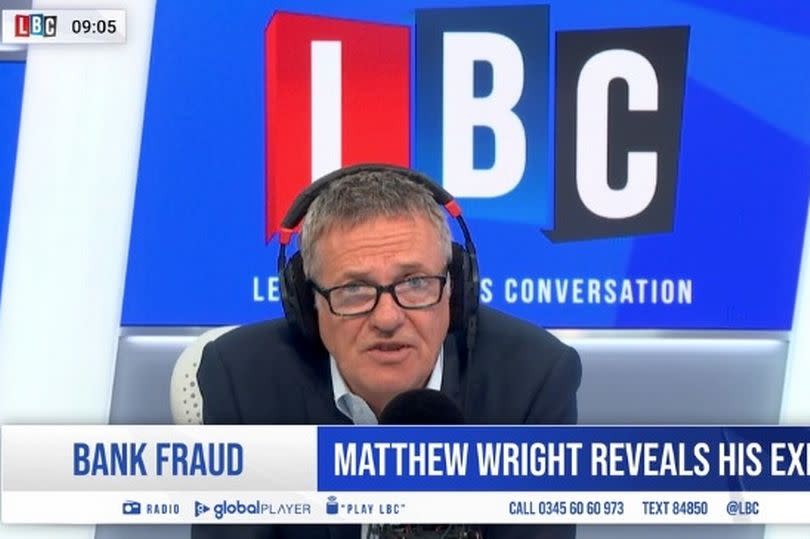 Matthew Wright during a segment of his LBC breakfast show.