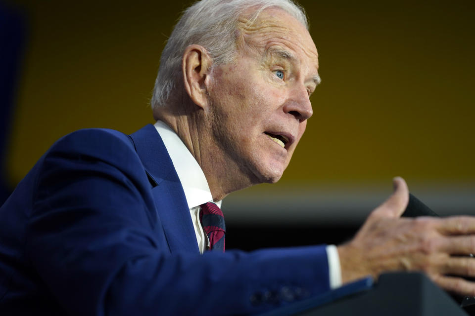 President Joe Biden speaks on efforts to reduce gun violence at The Boys & Girls Club of West San Gabriel Valley, Tuesday, March 14, 2023, in Monterey Park, Calif. (AP Photo/Evan Vucci)