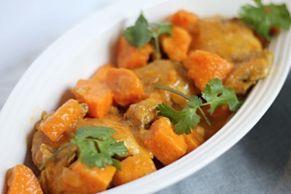 <p>The Olive Blogger</p><p>This easy Moroccan Chicken Stew is loaded with flavor and uses chicken thighs to keep it a cost-effective dinner! Served over a bed of couscous or rice, this stew is a tummy-filling dish the entire family will love.</p><p><strong>Get the Recipe: <a href="https://www.theoliveblogger.com/2018/12/30/easy-moroccan-chicken-stew/" rel="nofollow noopener" target="_blank" data-ylk="slk:Moroccan Chicken Stew;elm:context_link;itc:0;sec:content-canvas" class="link ">Moroccan Chicken Stew</a></strong></p>
