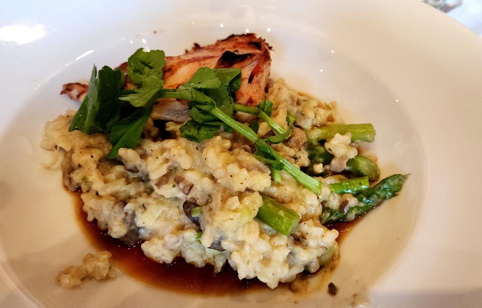 In addition to their lineup of steaks, tenderloin and filet, the Roasted Chicken Breast with Wild Mushroom and Asparagus Risotto is on the Restaurant Weeks menu at The Capital Grille in Providence.