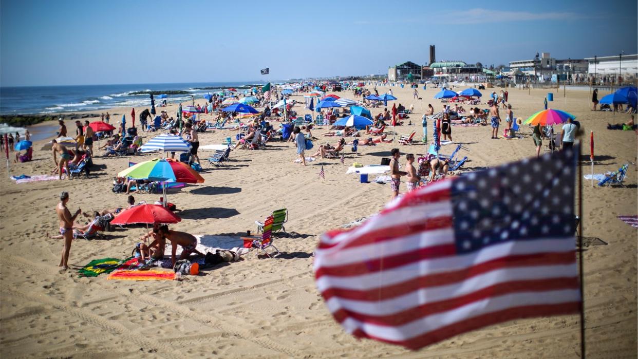 <div>ASBURY PARK, NJ - MAY 26: People visit the beach during Memorial Day weekend on May 26, 2019 in Asbury Park, New Jersey. Memorial Day is the unofficial start of summer and this year New Jersey has banned smoking and vaping on nearly every public beach under tougher new restrictions. (Photo by Kena Betancur/Getty Images)</div>