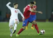 Football Soccer - Georgia v Serbia - World Cup 2018 Qualifiers - Group D - Boris Paichadze Dinamo Arena,Tbilisi, Georgia - 24/3/17. Georgia's Jano Ananidze in action against Serbia's Aleksandar Mitrovic. REUTERS/David Mdzinarishvili