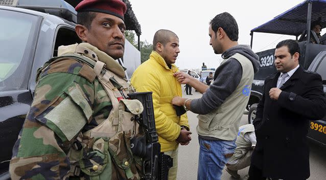 Motar was convicted of terrorism charges about a month ago for helping to carry out a string of Baghdad car bombings on behalf of the Islamic State extremist group. Photo: AP/Hadi Mizban