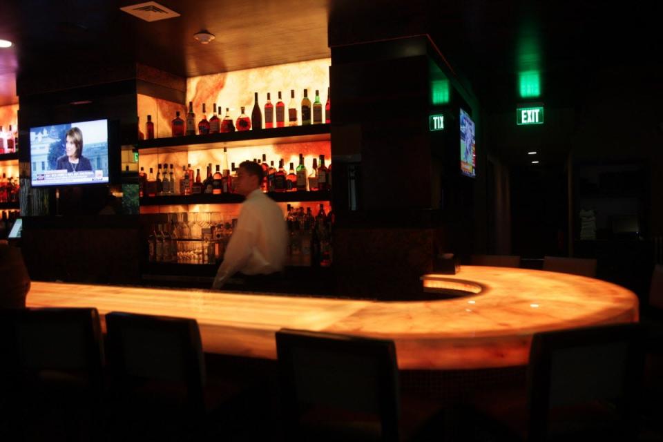 The bar at Sear House, a 220-seat modern steakhouse in Closter