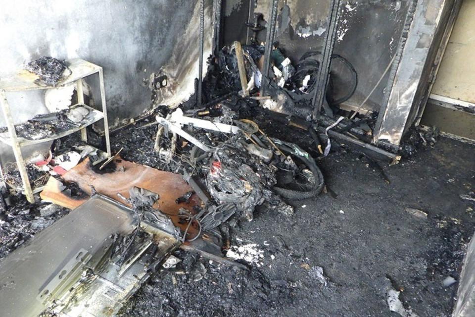 Damage caused to a flat in Shepherds Bush after a fire involving an e-bike in June last year (PA Media)
