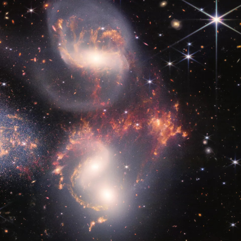 Three of the galaxies taken by the James Webb telescope shows the Stephan's Quarter.