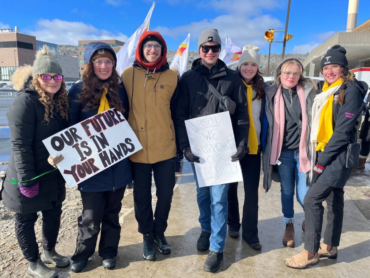 Memorial University nursing students are worried about graduating on time due to the labour dispute between university administration and its faculty association. (Jeremy Eaton/CBC - image credit)