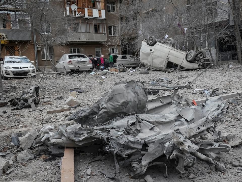 A Russian missile struck Kharkiv on Friday (REUTERS)