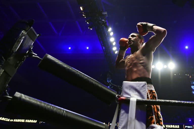 Danny Garcia celebrates after a TKO on November 12, 2016 in Philadelphia, Pennsylvania