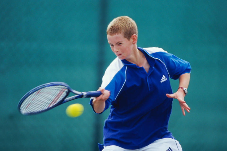 <p>Andy Murray in action during the Under 14s event of the National Junior Championships in 1999. (Getty Images) </p>