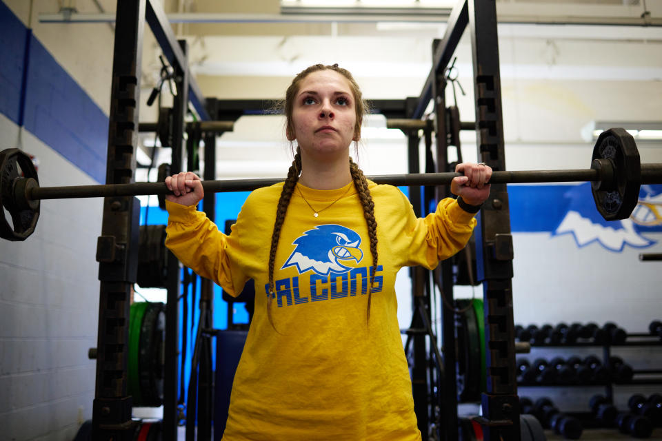 Levine no longer plays on her college's lacrosse team but continues to work out on her own. (Angelo Merendino for The Washington Post)