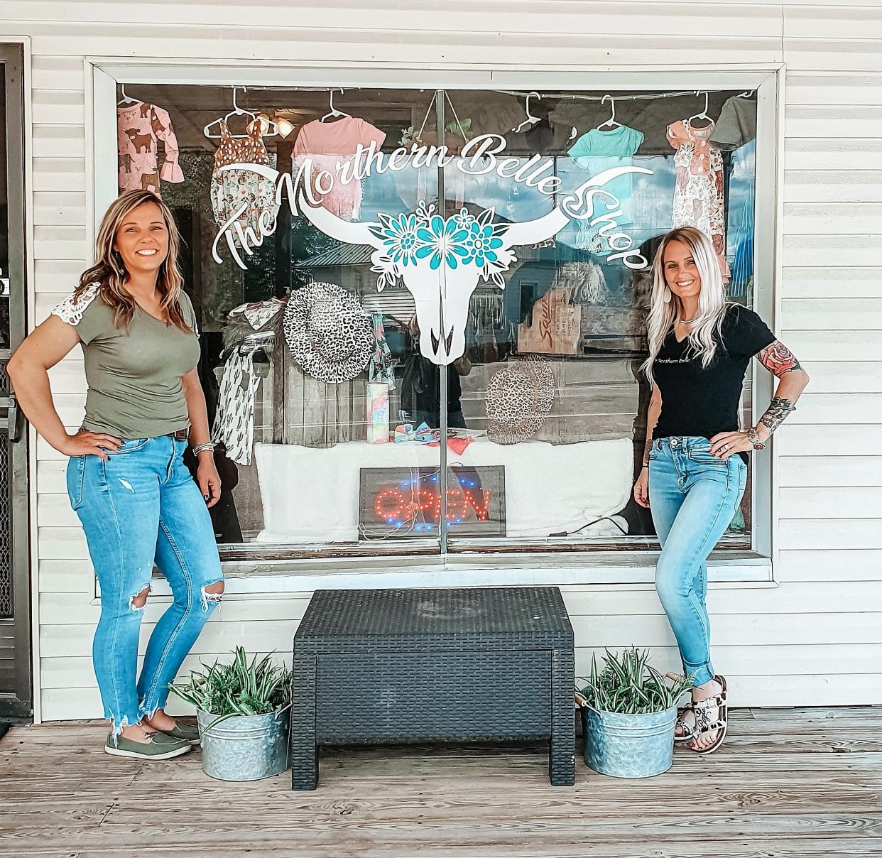 Alicia Wilson and Samantha Dickerson opened The Northern Belle Shop in mid-April. It offers a variety of western style clothing for women and children along with other items from small vendors. They hope to expand into a bigger space and offer more items, like boots.