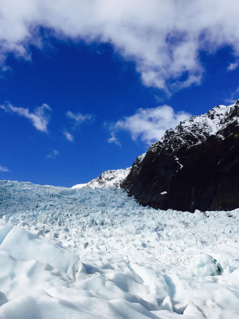 Blue skies and white ice combine to create a beautifully surreal landscape. Photo: Be