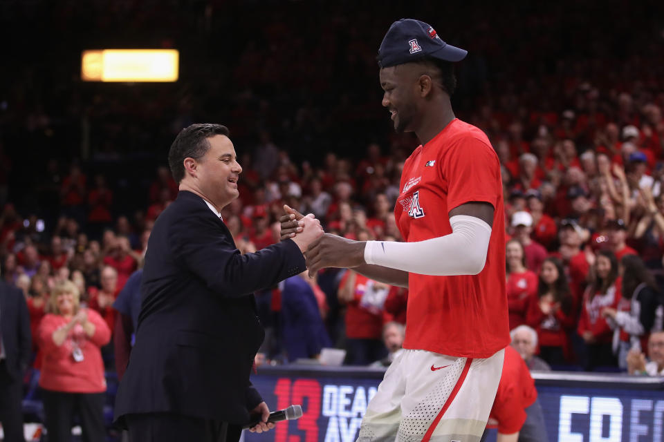 Arizona head coach Sean Miller is accused on an FBI wiretap of paying Deandre Ayton. (Getty Images)