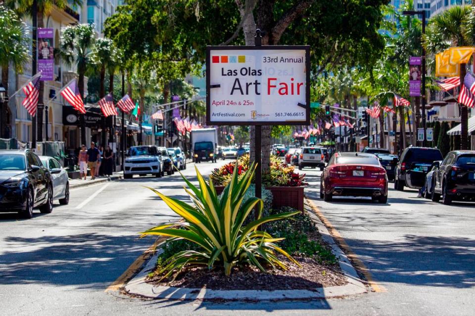 The Las Olas Boulevard, pictured above, attracts pedestrians throughout the year for its wide selection of retailers, restaurants and cafes. Above: Cars make their way down East Las Olas Boulevard in Fort Lauderdale, Florida on Monday, April 26, 2021. MATIAS J. OCNER/mocner@miamiherald.com