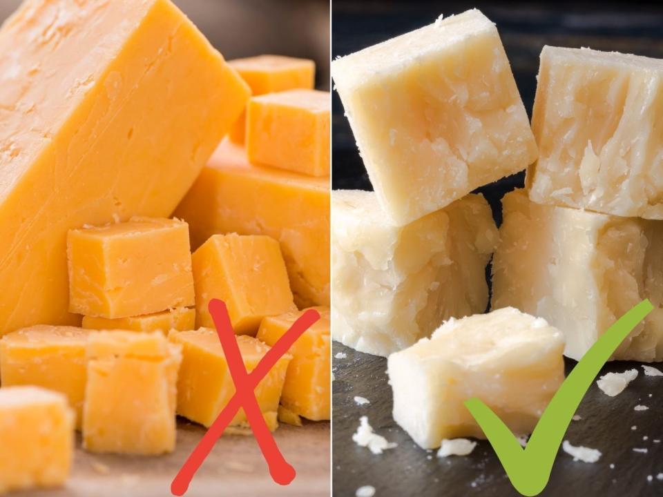 Skip orange cubed cheese and go for white ones.