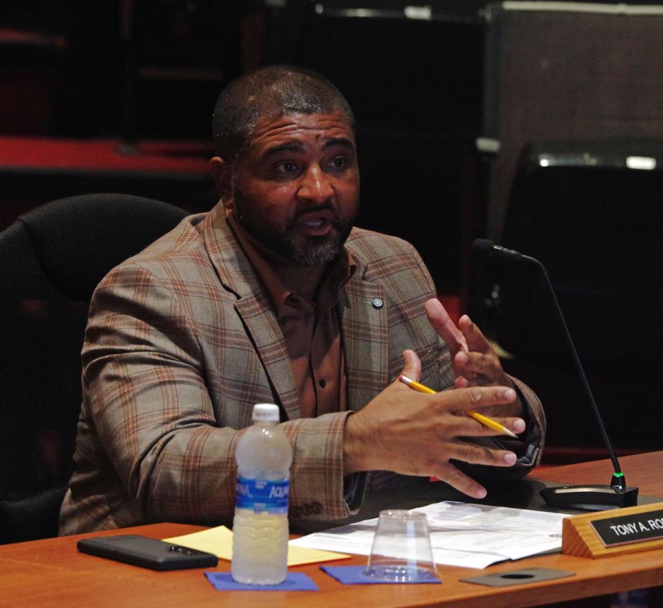 Tony Rodrigues, Brockton School Committee member, Ward 4, at meeting at Brockton High School, Thursday, Sept. 14, 2023.