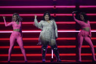 Destiny from Malta performs at the first semi-final of the Eurovision Song Contest at Ahoy arena in Rotterdam, Netherlands, Tuesday, May 18, 2021. (AP Photo/Peter Dejong)